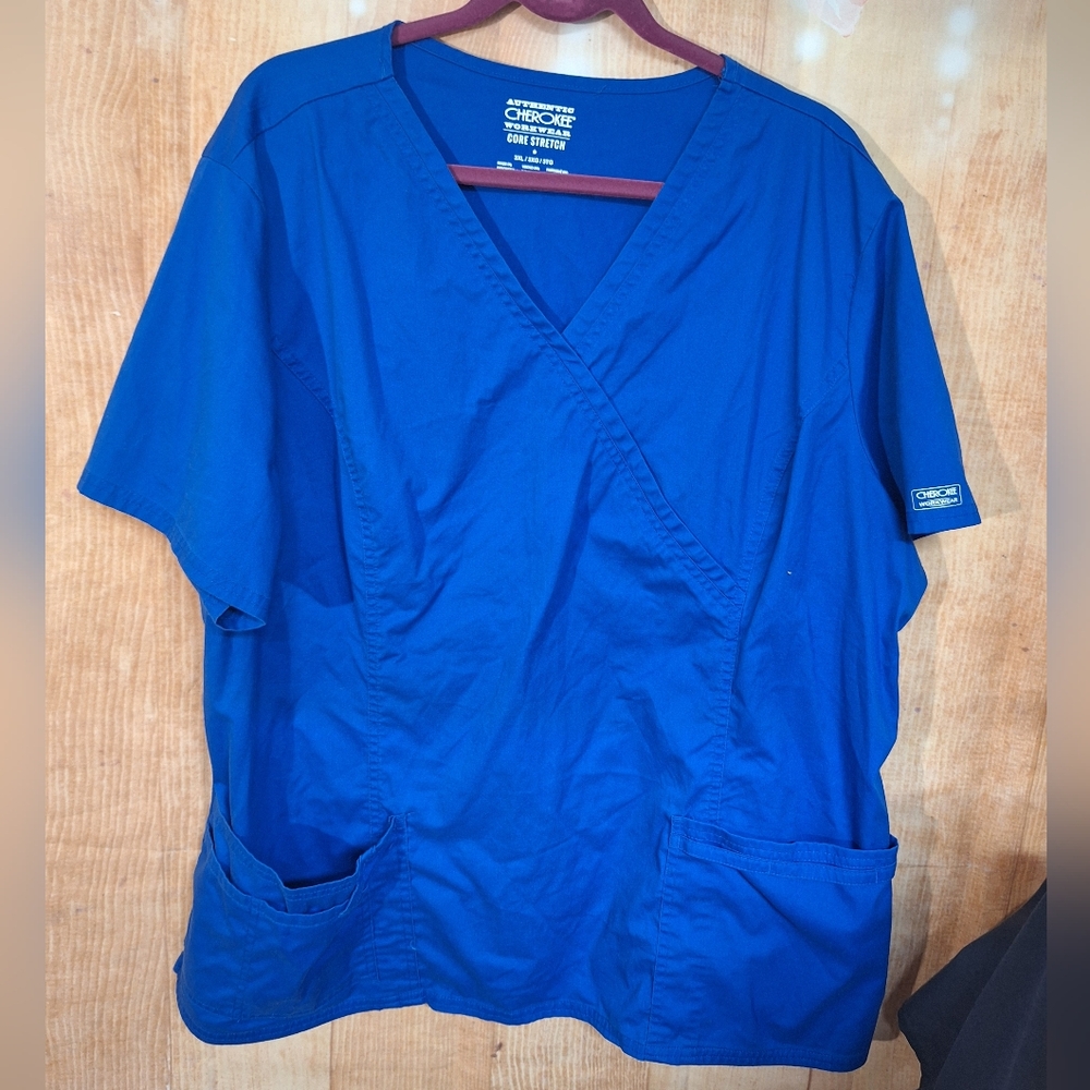 Cherokee Blue Scrub Top
